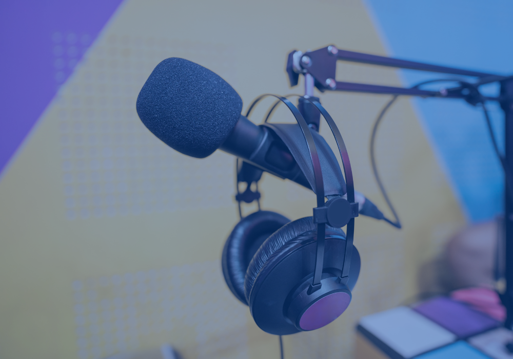 Podcast mic and headphones
