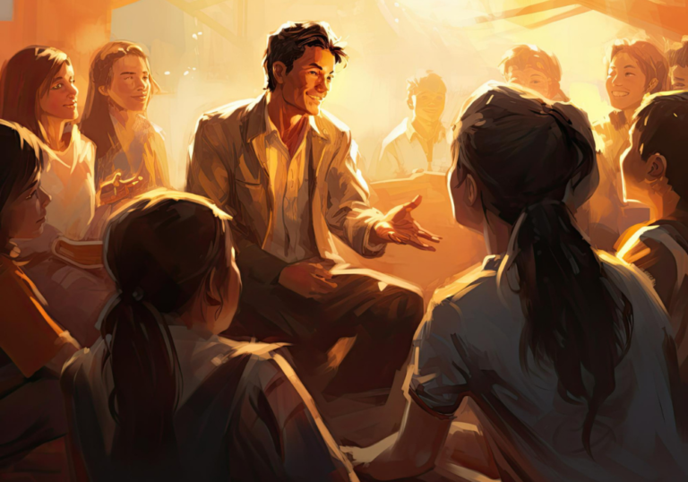 Person telling a story